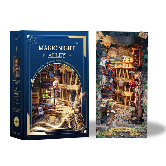 Magic Night Alley DIY Book Nook Kit — detalied side view