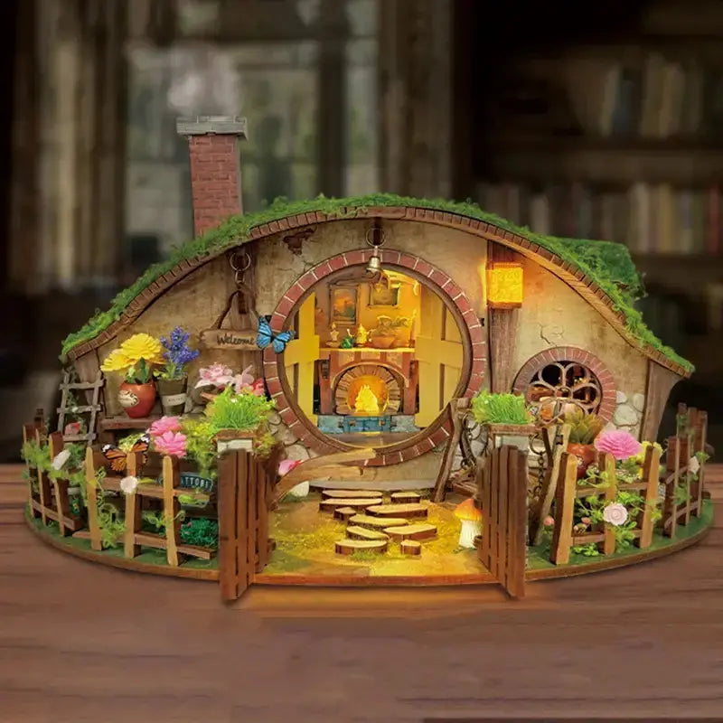 New DIY Wooden Magic Ring Casa Doll Houses Miniature Model — detalied side view