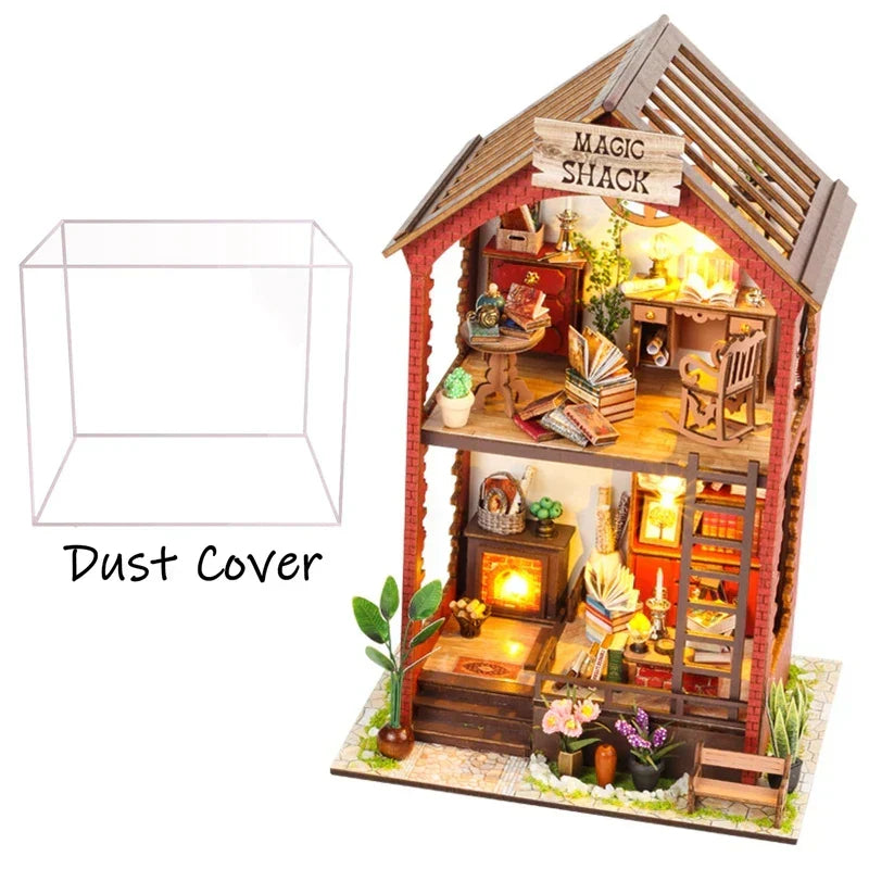 Magic Shack DIY Miniature House Kit — box and pieces