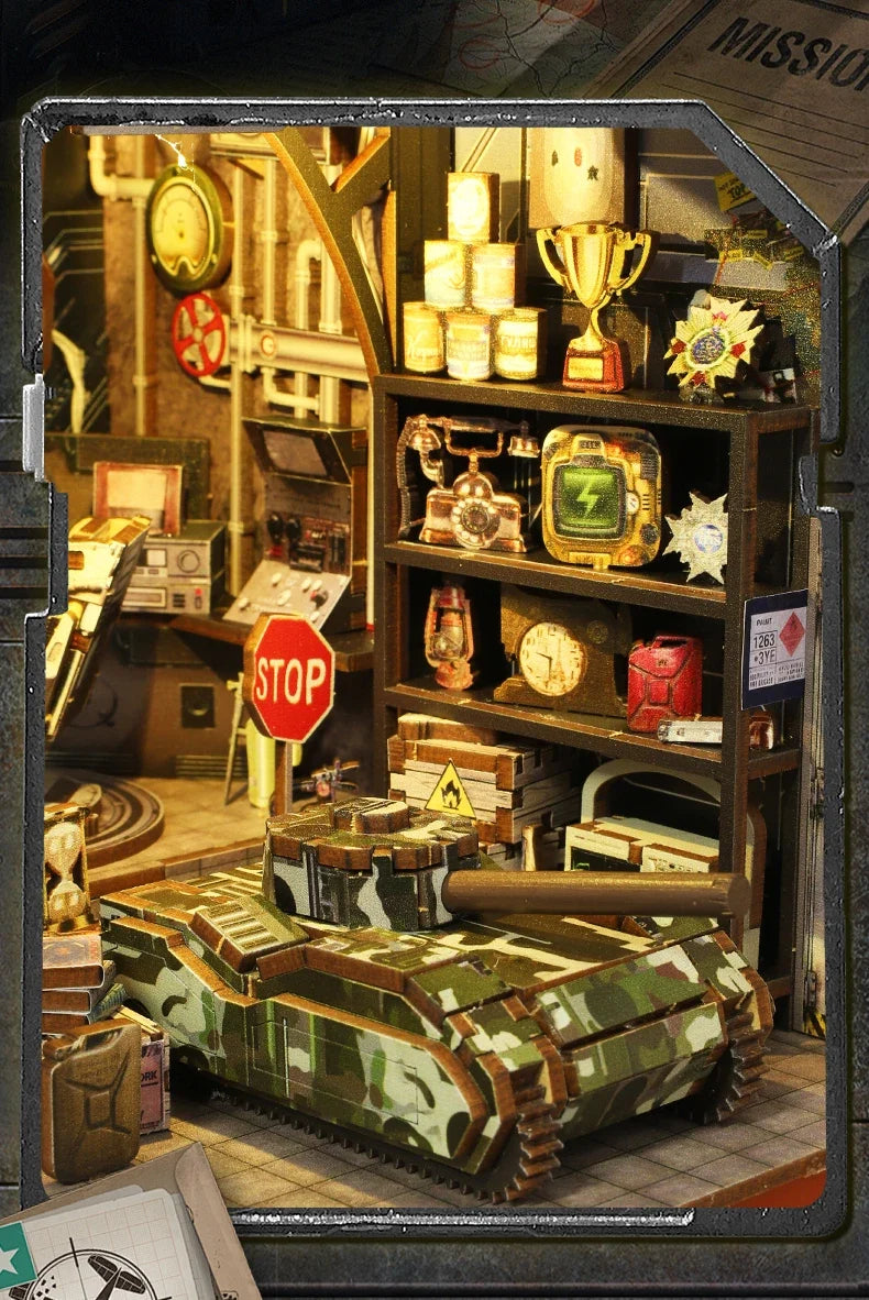 Military Base Book Nook Kit — open display view