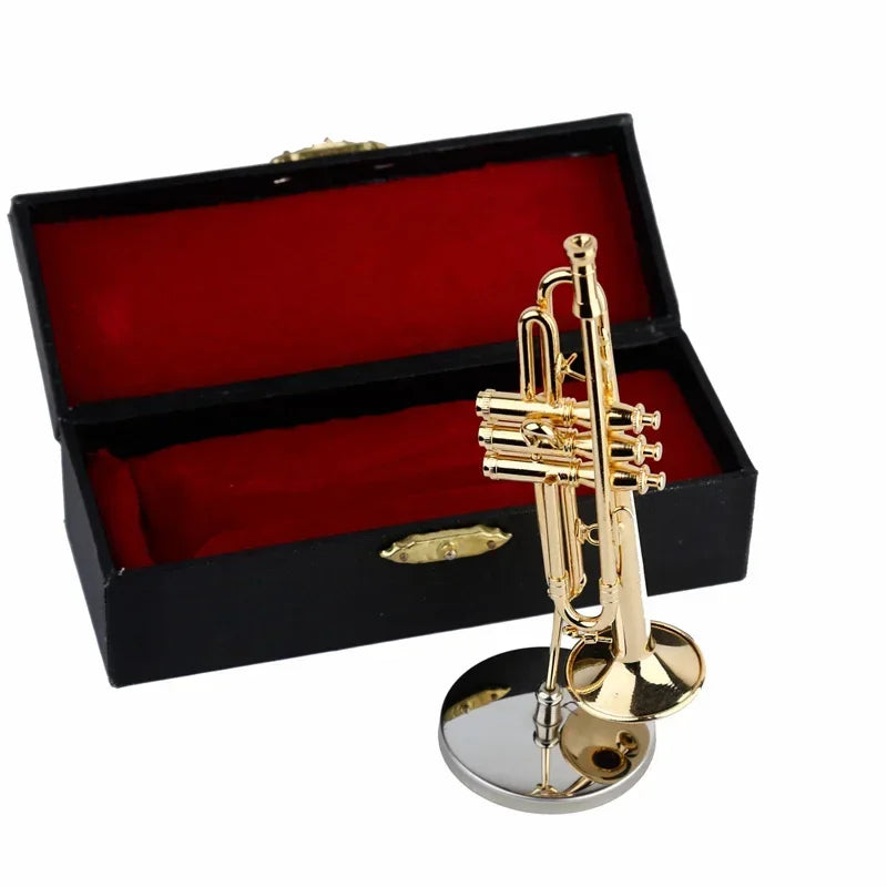 Mini Gold Trumpet Model — angled close-up