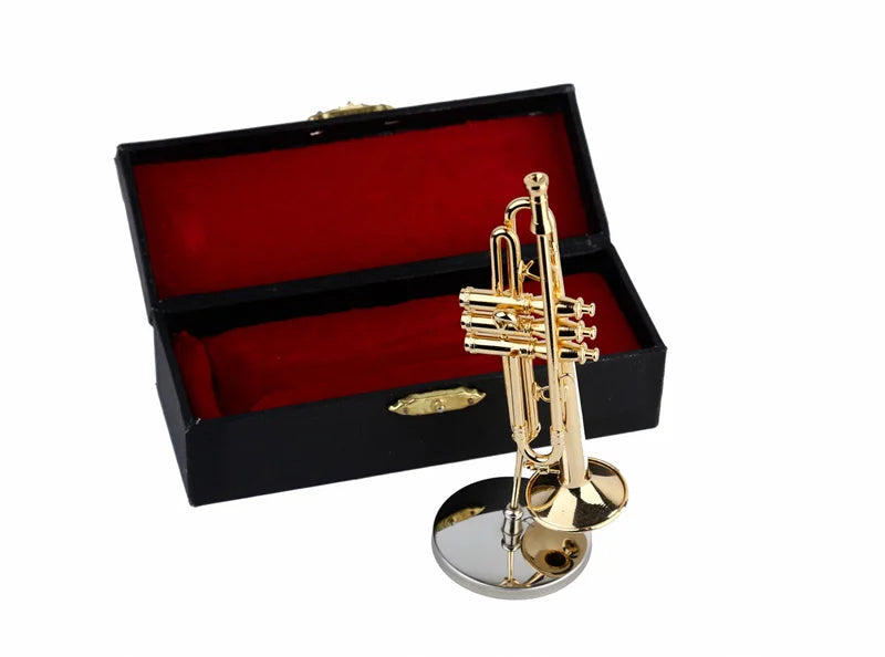Mini Gold Trumpet Model — angled close-up