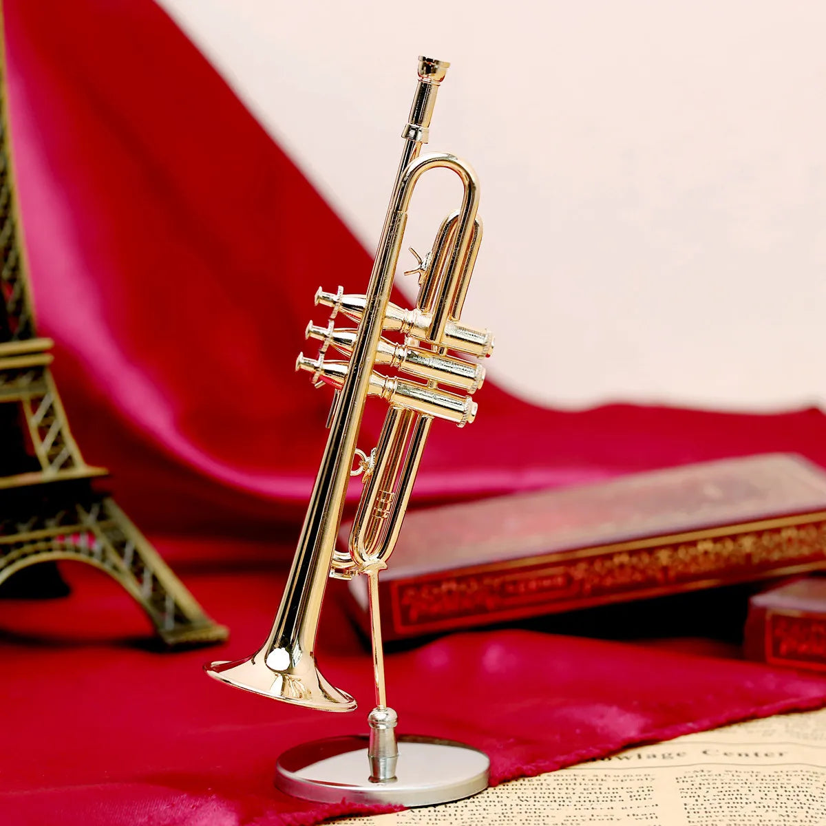 Mini Gold Trumpet Model — front angle