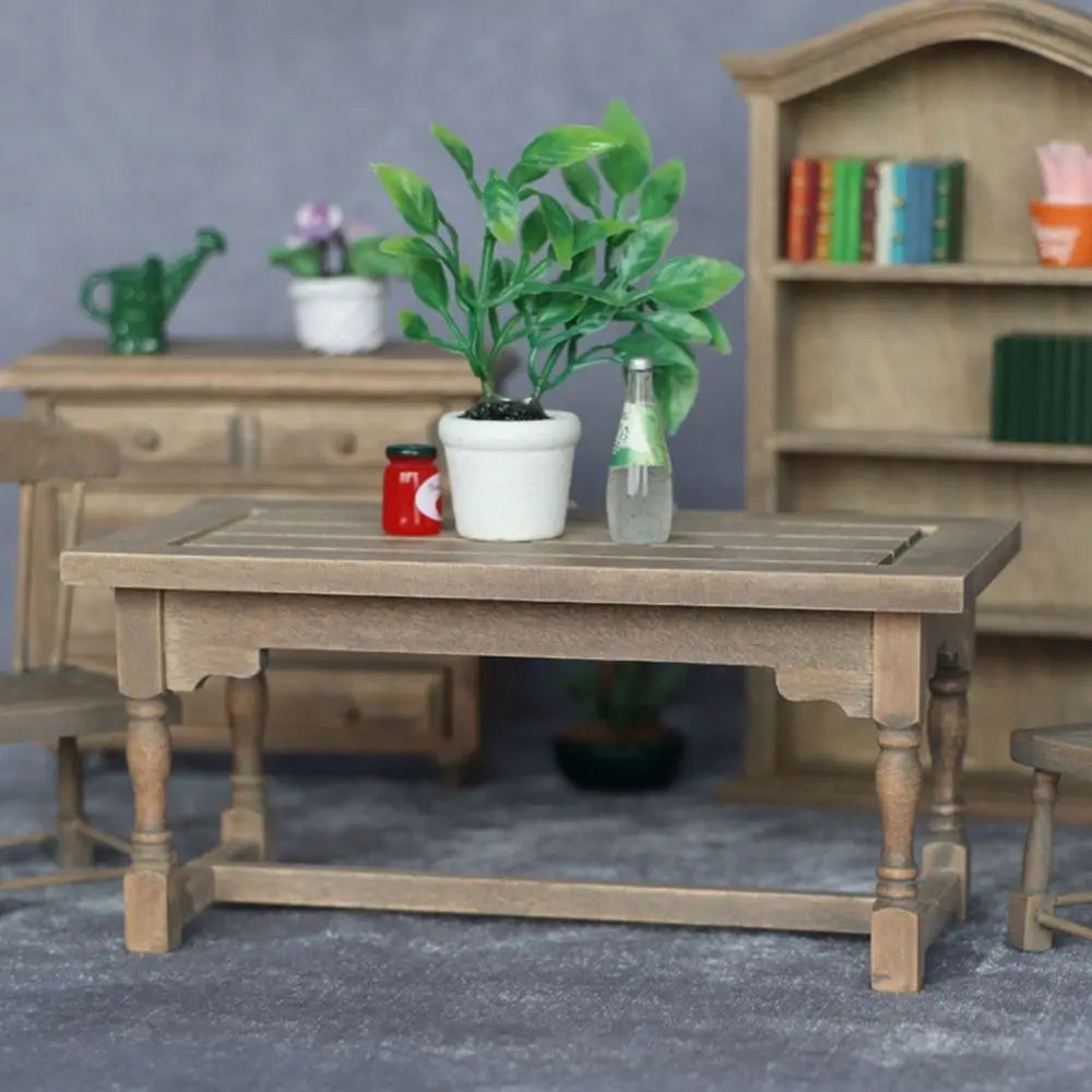 Dollhouse Wooden Dining Set 1:12 — detalied side view