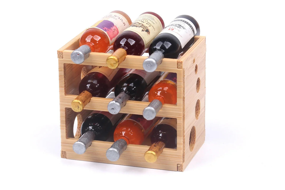 Dollhouse Bamboo Wine Rack 1:6 — detalied side view