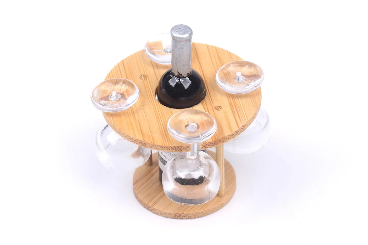 Dollhouse Bamboo Wine Rack 1:6 — angled close-up