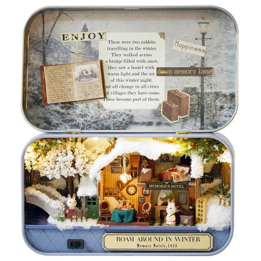 Winter Tin Box Theatre Miniature — detalied side view