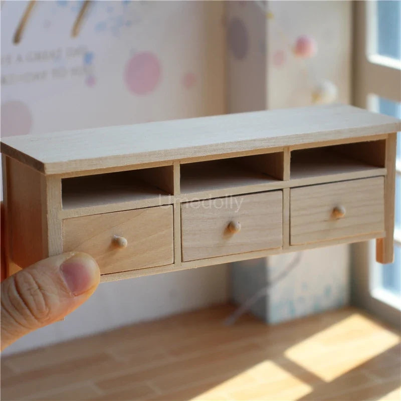 Dollhouse TV Bench 1:6 Scale — front angle
