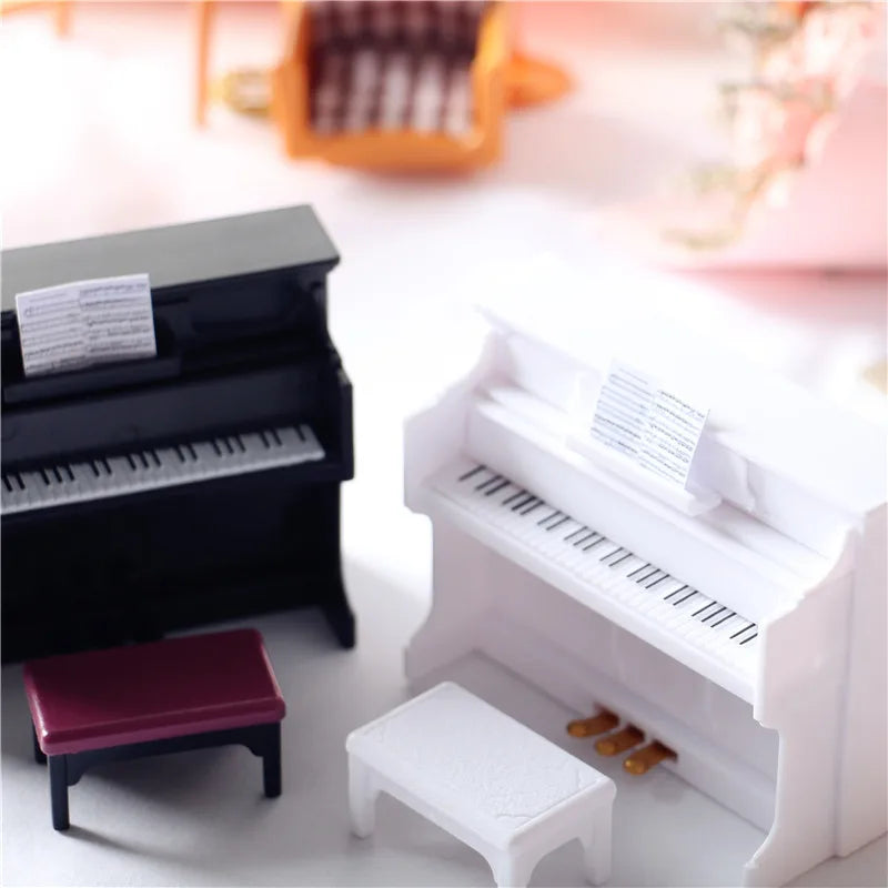 Upright Piano Scale DIY Miniature House Kit — box and pieces