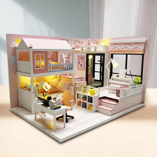 Modern Loft V2 DIY Dollhouse Kit — detalied side view