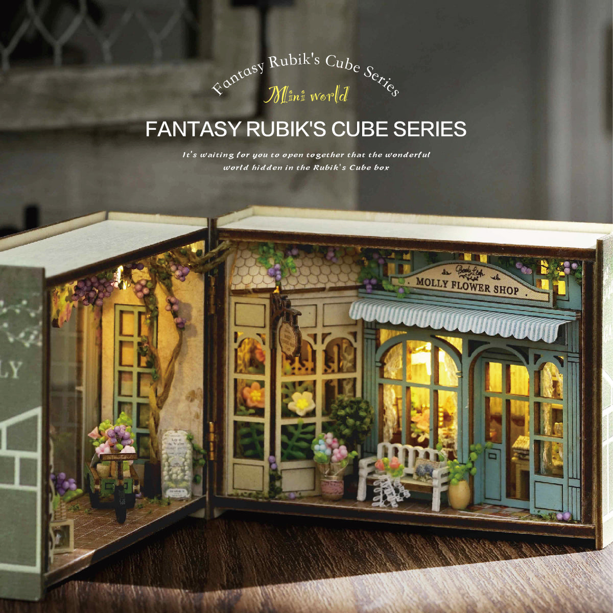 Molly Garden DIY Miniature House Kit — open display view
