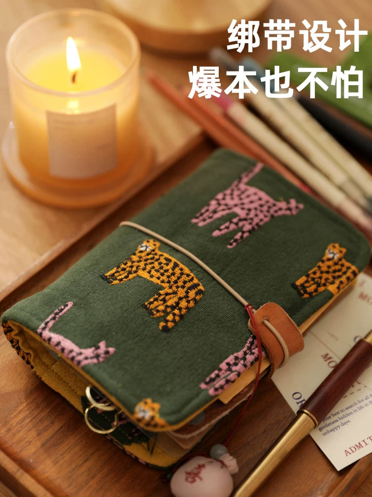 A7 Cute Fabric Loose-Leaf Binder Notebook Mini Refillable Pocket Journal Planner