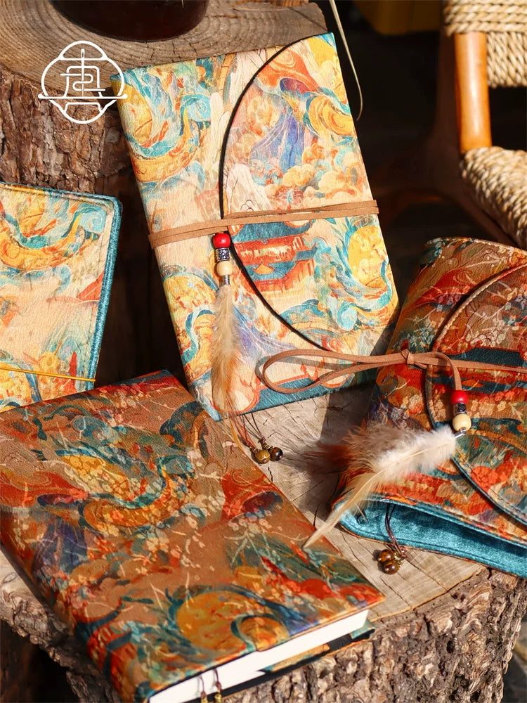 Vintage Dunhuang Fabric Journal Cover and Notebook Handcrafted Retro Cloth Diary Planner A5 A6