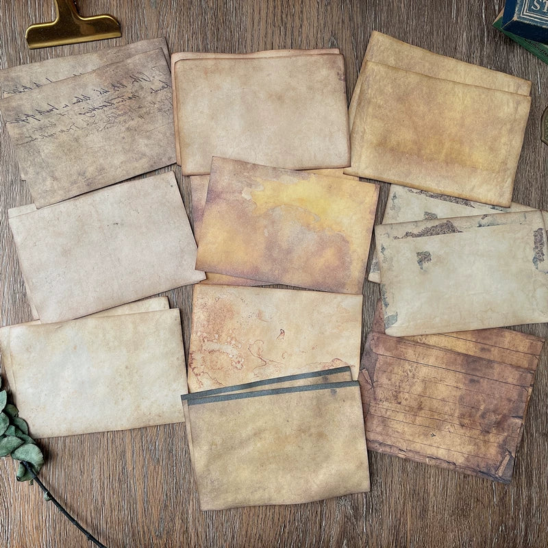 Vintage Double-Sided Dyed Paper Pack, Antique Junk Journal Collage Paper, Aesthetic Retro Striped Craft Paper for Scrapbooking and Photo Props