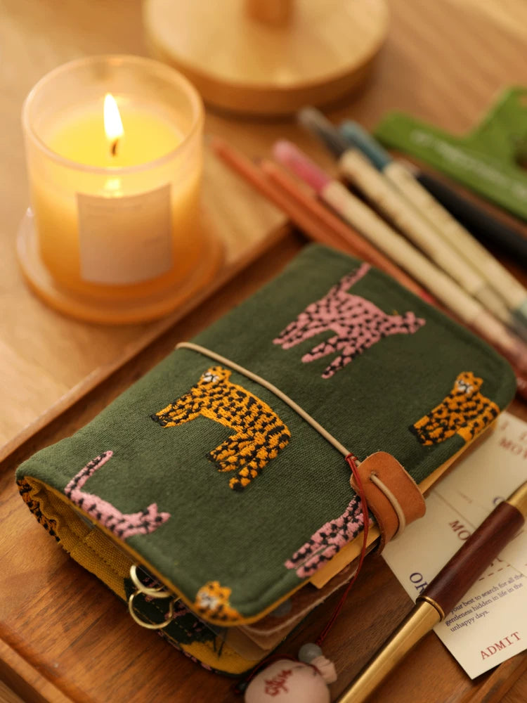 A7 Cute Fabric Loose-Leaf Binder Notebook Mini Refillable Pocket Journal Planner
