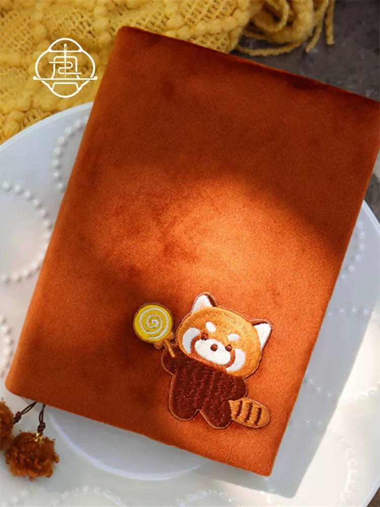Cute Fluffy Panda Handmade Fabric Book Cover & Journal Notebook Set A5 A6 A7 B6 B7 Planner