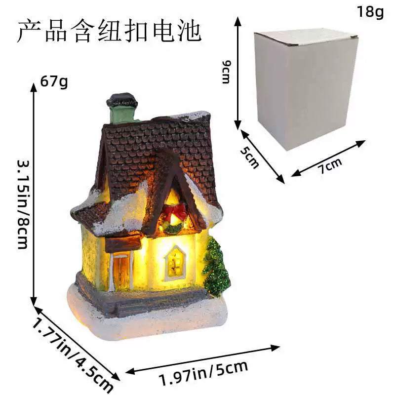 LED Light Up Christmas Village House Resin Miniature Cottage Tabletop Ornament Festive Holiday Decor