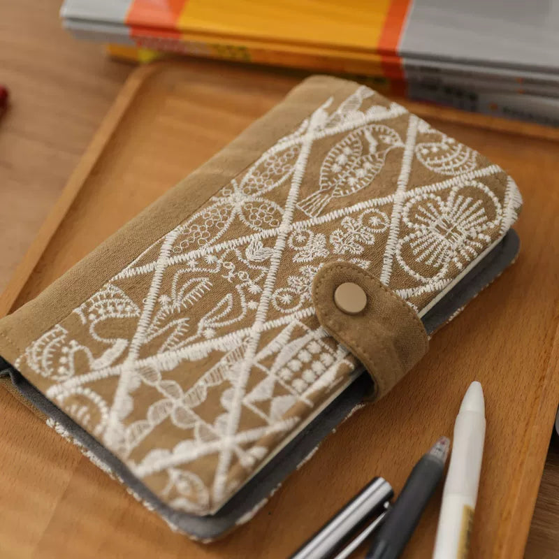 A6 Embroidered Daily Planner Refillable Binder Notebook Portable Schedule Journal To-Do List Time Management Book