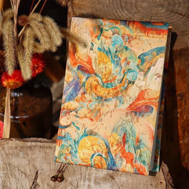 Vintage Dunhuang Fabric Journal Cover and Notebook Handcrafted Retro Cloth Diary Planner A5 A6