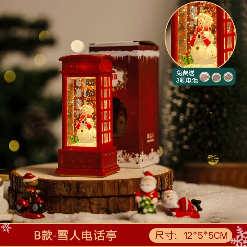 Light-Up Miniature Christmas Snow House Desktop Ornament Festive Village Scene Decor