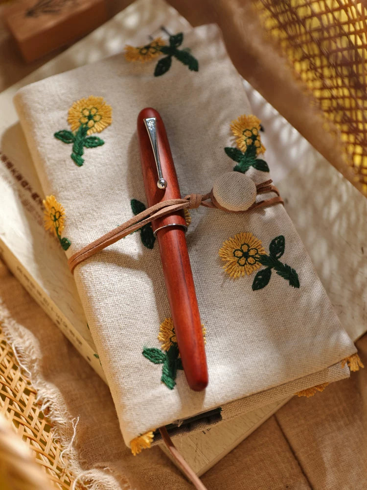Embroidered Pocket Budget Planner & Expense Tracker Notebook with Pen and Binder Clip - Japanese Style Daily Financial Journal