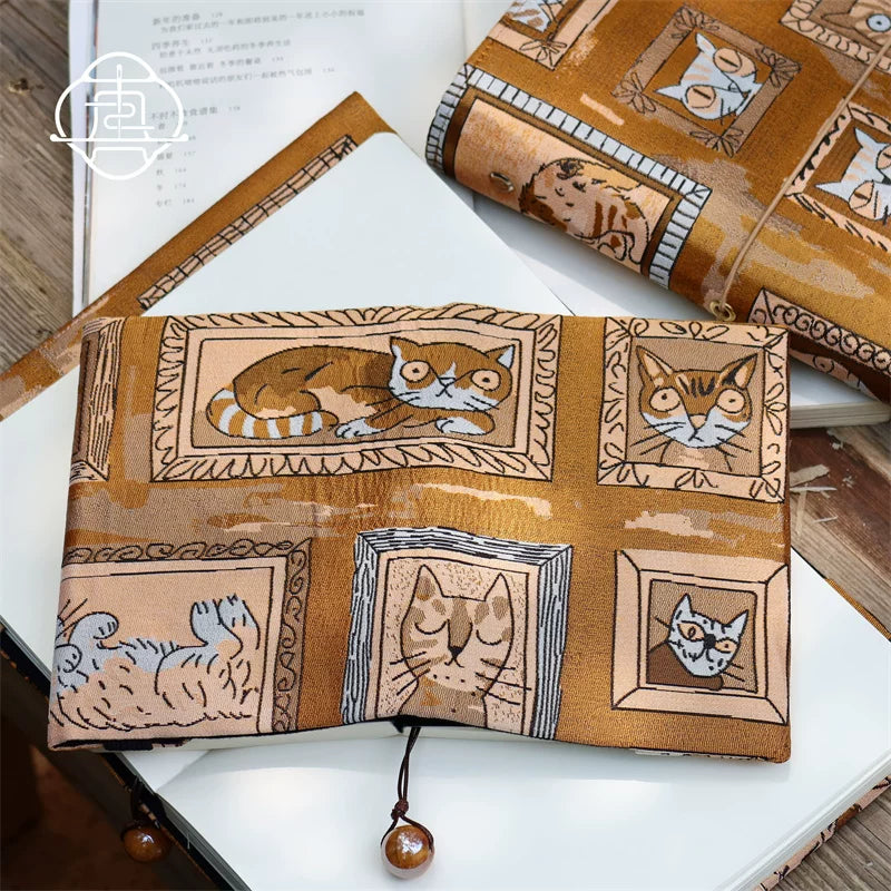 Vintage Pharaoh's Cat Handmade Fabric Journal Cover & Notebook | Quirky A5 A6 Daily Planner Diary