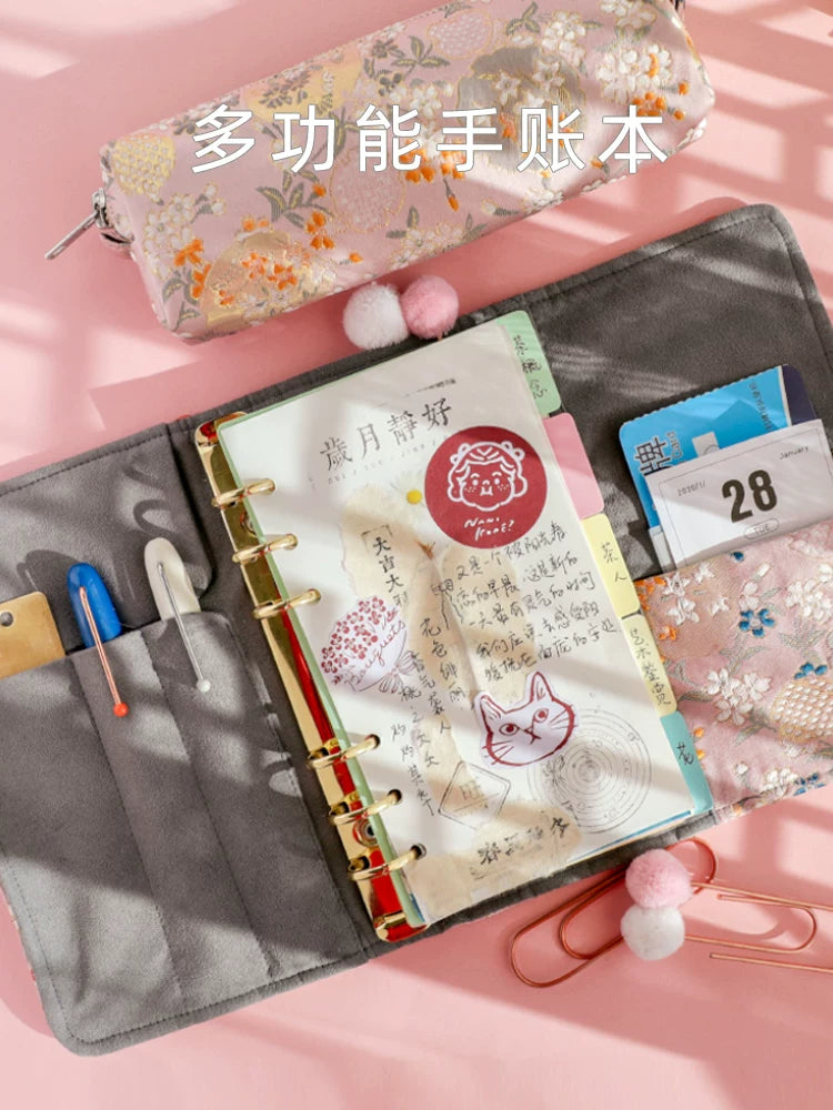 Vintage Refillable Loose Leaf Journal Notebook Set Aesthetic A5 A6 Binder Planner Diary