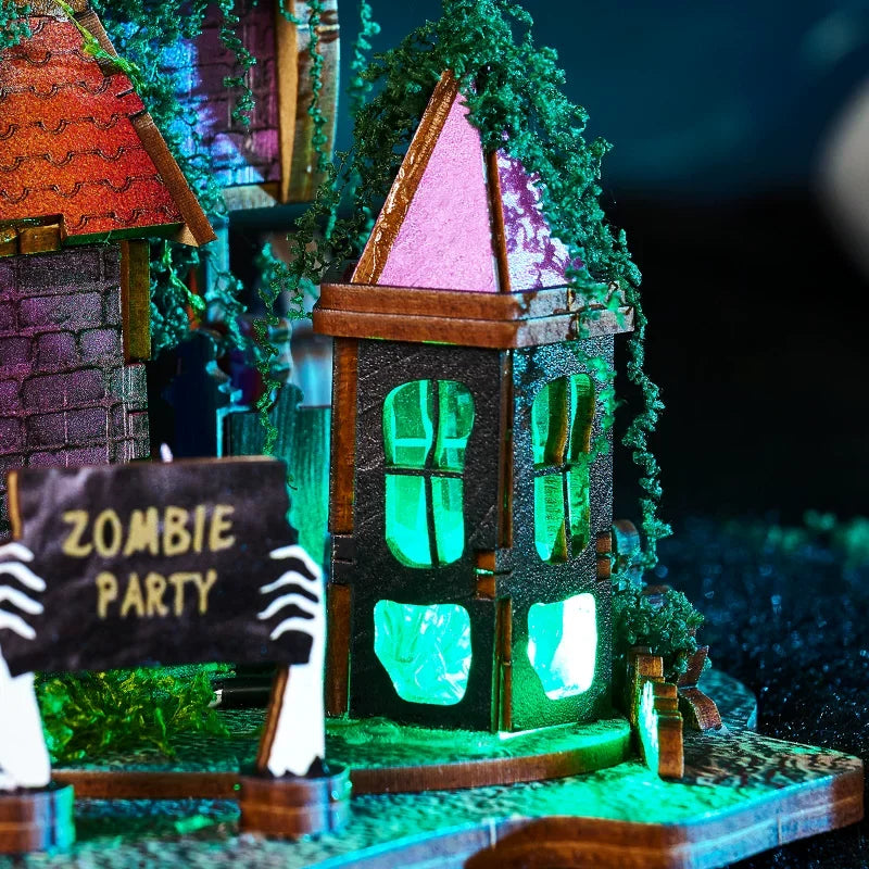 Halloween Book Nook Kit | 3D Wooden Magic Dollhouse LED