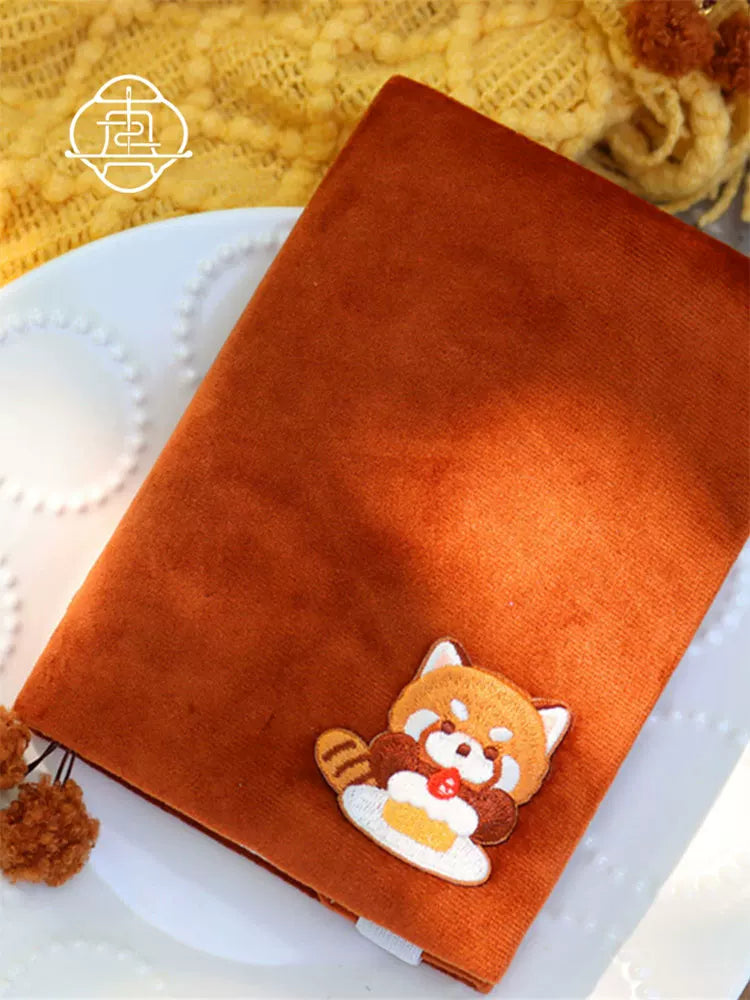 Cute Fluffy Panda Handmade Fabric Book Cover & Journal Notebook Set A5 A6 A7 B6 B7 Planner