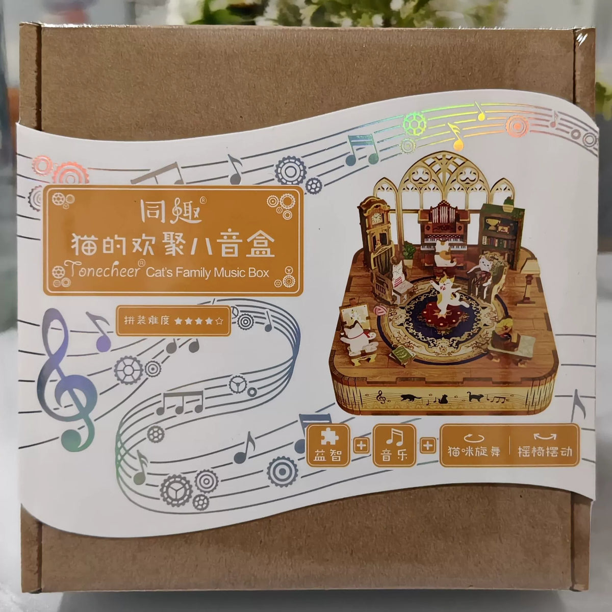 Wooden Music Box Kit | Rotating Mechanical 3D Puzzle