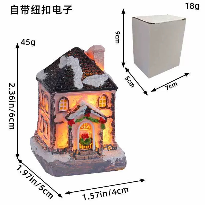 LED Light Up Christmas Village House Resin Miniature Cottage Tabletop Ornament Festive Holiday Decor