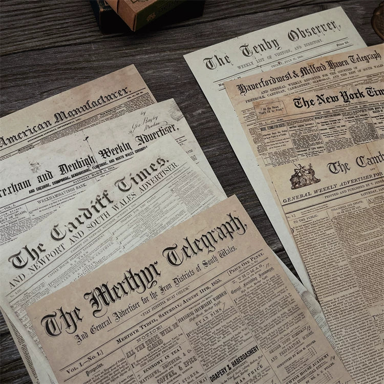 Vintage English Newspaper Scrapbook Paper Pack Retro Ephemera Background Sheets for Junk Journal TN Planner DIY Crafts Photo Props