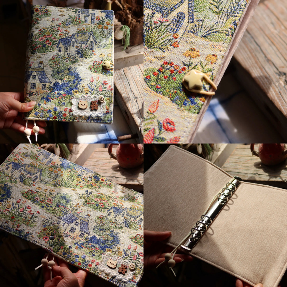 Vintage Handmade Fabric Journal Notebook Dollhouse Retro Daily Diary Planner A5 A6