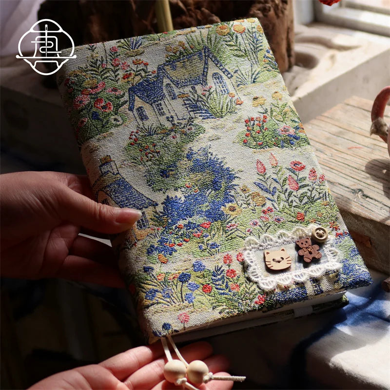 Vintage Handmade Fabric Journal Notebook Dollhouse Retro Daily Diary Planner A5 A6
