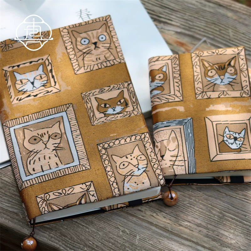 Vintage Pharaoh's Cat Handmade Fabric Journal Cover & Notebook | Quirky A5 A6 Daily Planner Diary