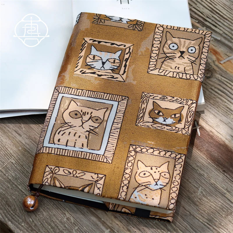 Vintage Pharaoh's Cat Handmade Fabric Journal Cover & Notebook | Quirky A5 A6 Daily Planner Diary