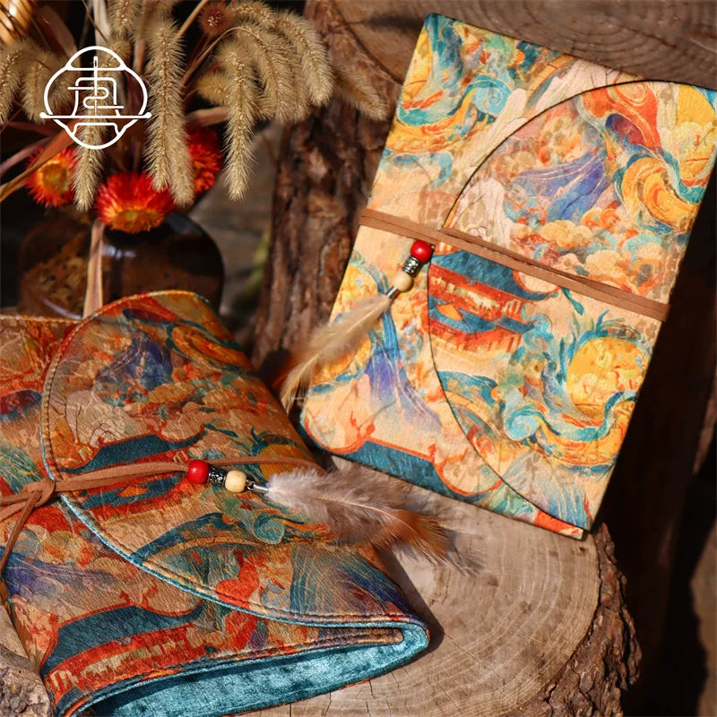Vintage Dunhuang Fabric Journal Cover and Notebook Handcrafted Retro Cloth Diary Planner A5 A6