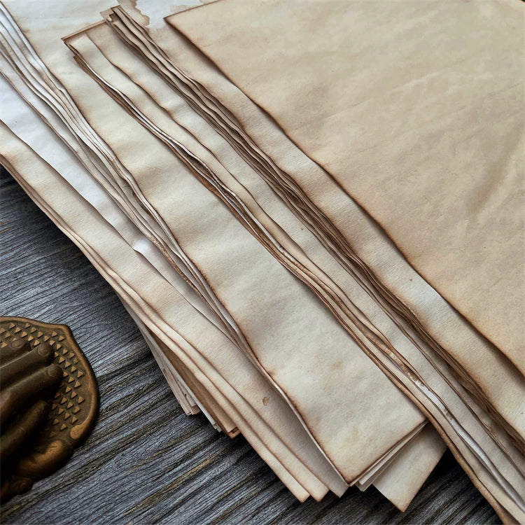 Vintage Coffee-Dyed Paper for Junk Journal - Handmade Distressed Antique Craft Paper Sheets for Scrapbooking, Collage & DIY Planners
