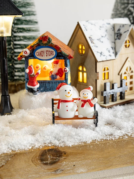 Christmas Light-Up Miniature Village | Winter Snow House Set