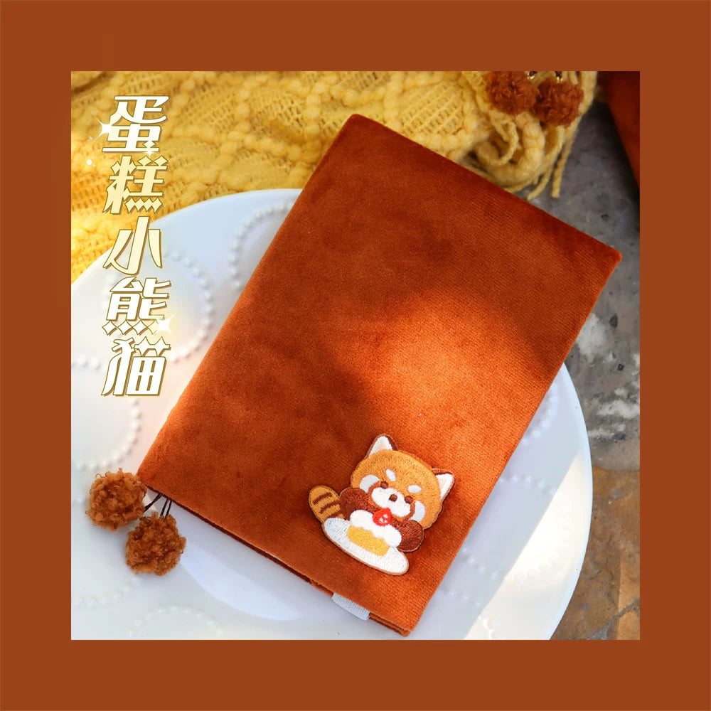 Cute Fluffy Panda Handmade Fabric Book Cover & Journal Notebook Set A5 A6 A7 B6 B7 Planner