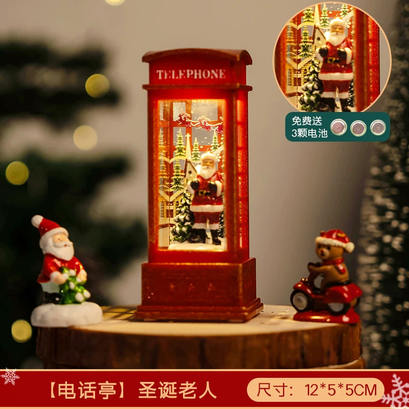Light-Up Miniature Christmas Snow House Desktop Ornament Festive Village Scene Decor