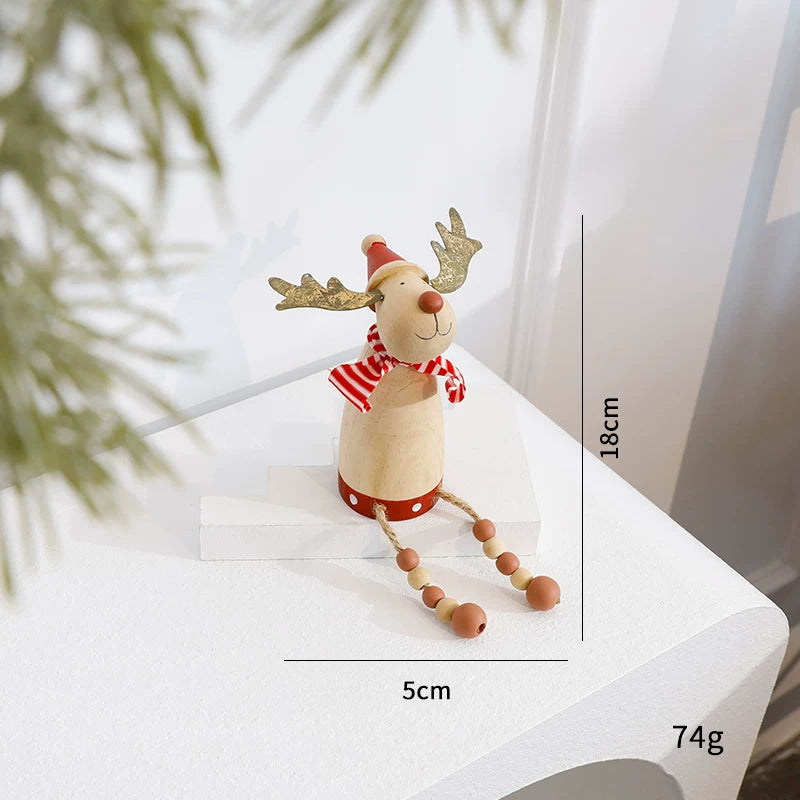 Nordic Vintage Wooden Christmas House with Warm LED Light - Rustic Snow Cabin Holiday Tabletop Decor & Gift