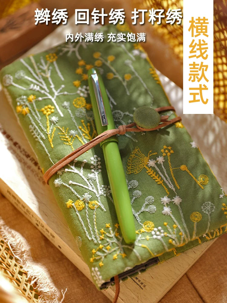 Embroidered Pocket Budget Planner & Expense Tracker Notebook with Pen and Binder Clip - Japanese Style Daily Financial Journal