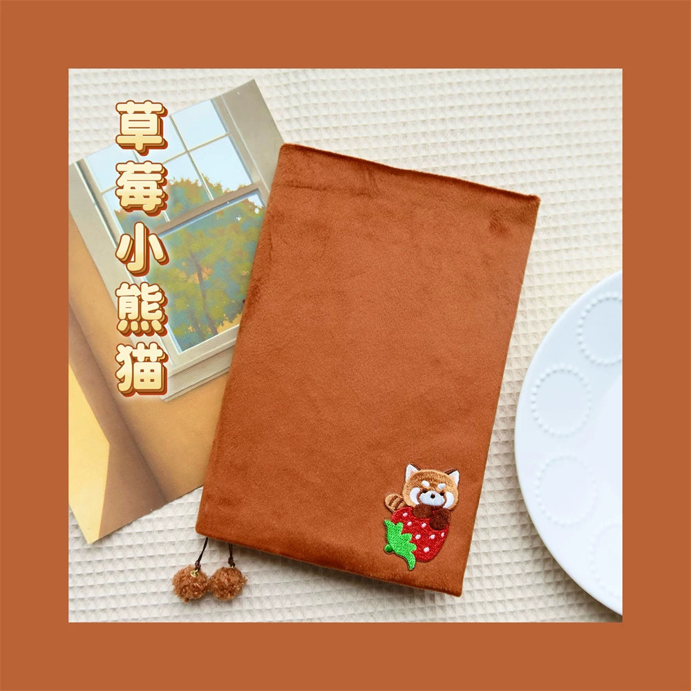 Cute Fluffy Panda Handmade Fabric Book Cover & Journal Notebook Set A5 A6 A7 B6 B7 Planner