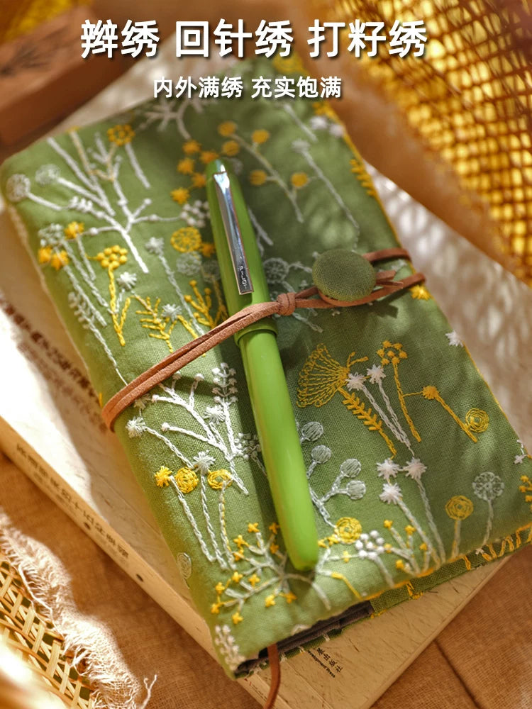 Embroidered Pocket Budget Planner & Expense Tracker Notebook with Pen and Binder Clip - Japanese Style Daily Financial Journal