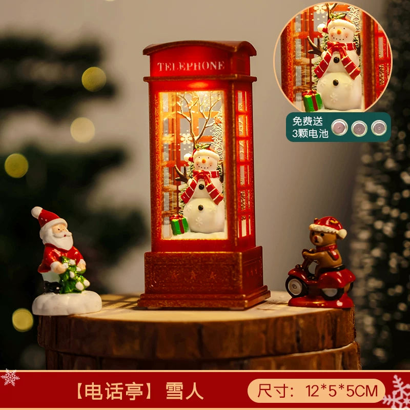 Light-Up Miniature Christmas Snow House Desktop Ornament Festive Village Scene Decor