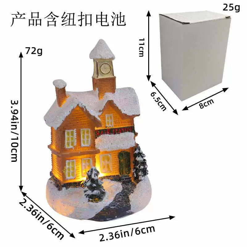 LED Light Up Christmas Village House Resin Miniature Cottage Tabletop Ornament Festive Holiday Decor