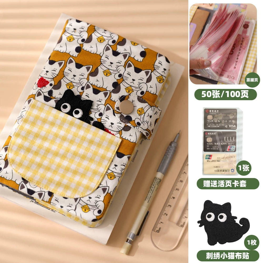 Cute Fabric Cash Stuffing Budget Binder - Aesthetic Money Savings Organizer Book with Envelopes for Budgeting & Cash Challenge
