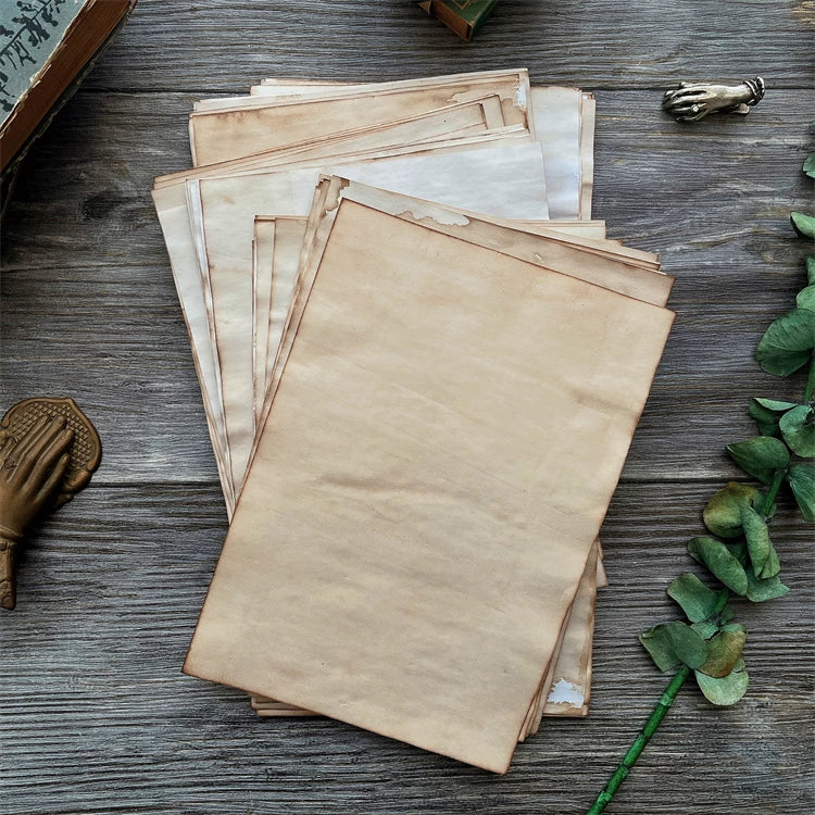 Vintage Coffee-Dyed Paper for Junk Journal - Handmade Distressed Antique Craft Paper Sheets for Scrapbooking, Collage & DIY Planners
