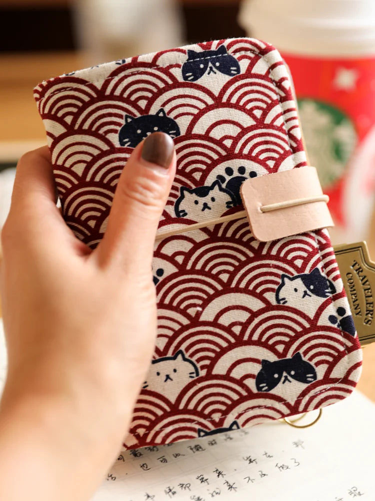 A7 Cute Fabric Loose-Leaf Binder Notebook Mini Refillable Pocket Journal Planner